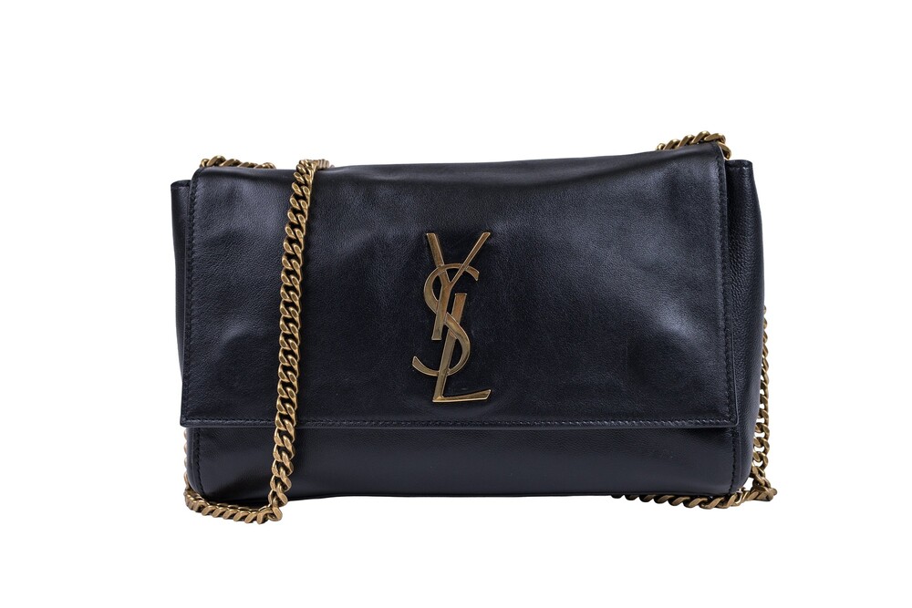 Saint Laurent Black Kate Reversible Crossbody Suede and Calfskin Leather Gold Ha